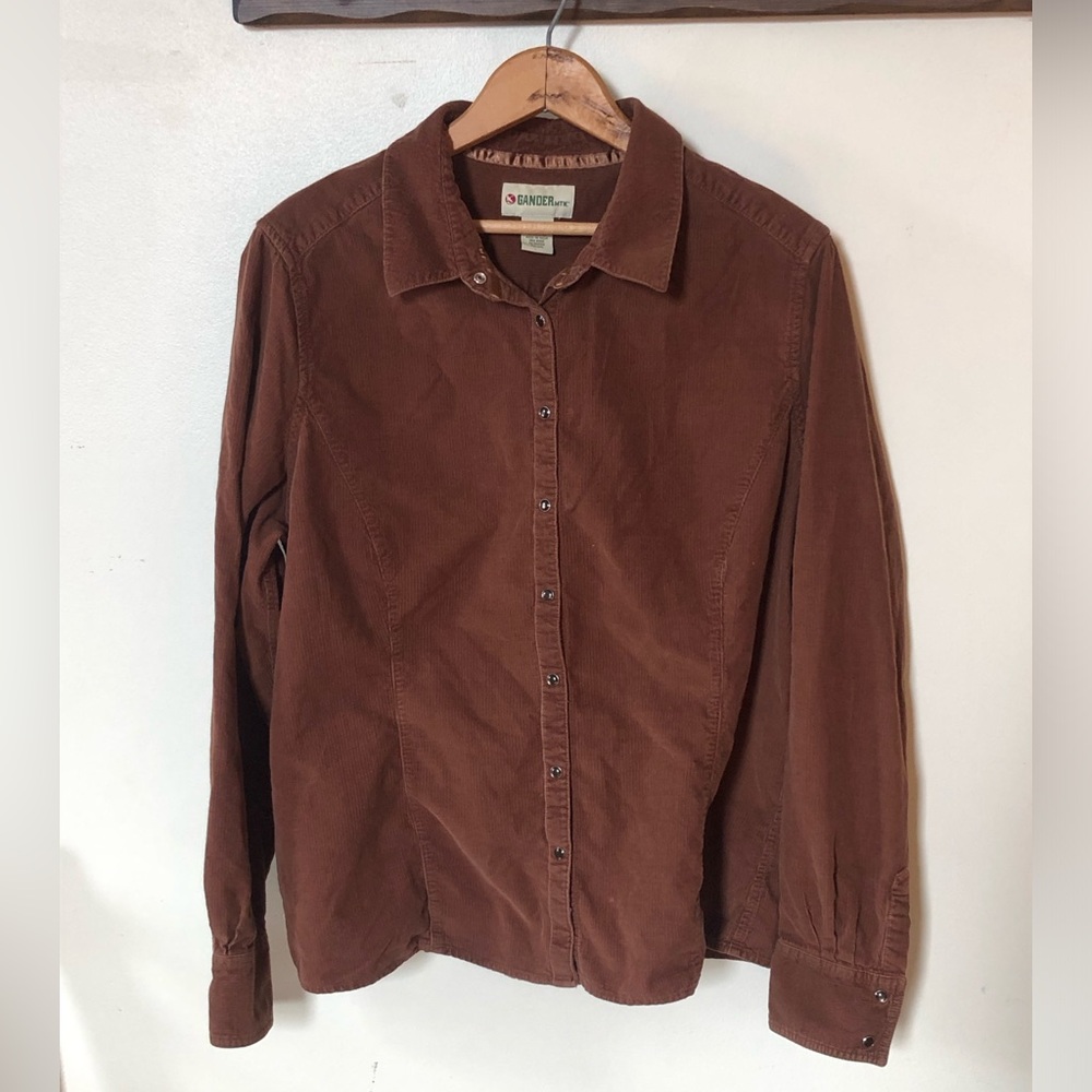Vintage Gander Mountain Women’s XL Chocolate Brown Corduroy Snap Button Up